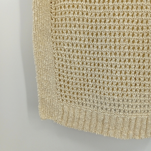 BCBGMAXAZRIA Cream Open Knit High Low Cotton Sweater Vest Size Medium - Picture 7 of 12